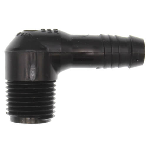 1/2" x 3/8" Polypropylene Spiral Barb 90° Elbow (MIPT x Spiral Barb)