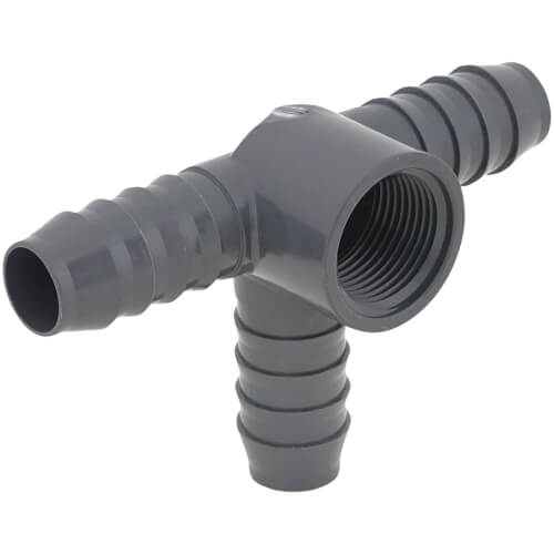 Main product image of 3/4" x 3/4" PVC Barbed Insert Side Outlet Tee (Insert x FIPT)