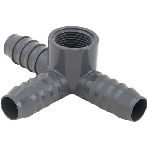 Main product image of 3/4" x 3/4" PVC Barbed Insert Side Outlet Tee (Insert x FIPT)