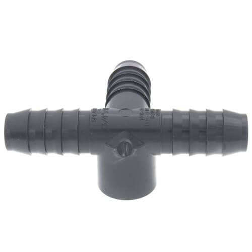 Main product image of 3/4" x 1/2" PVC Barbed Insert Reducing Side Outlet Tee (Insert x FIPT)