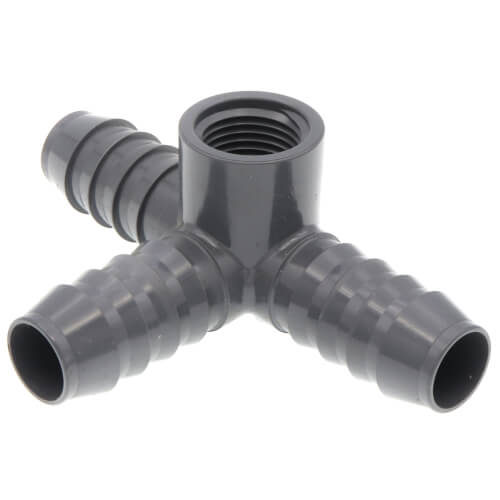 Main product image of 3/4" x 1/2" PVC Barbed Insert Reducing Side Outlet Tee (Insert x FIPT)