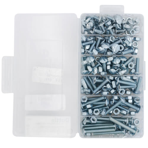 Main product image of 1/4"-20 Assorted Slotted Truss Head Stove Bolt Screw Kit w/ Hex Nuts