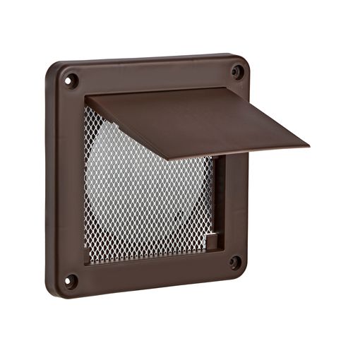 Main product image of 4" Brown Plastic Single Flap Wall Exhaust Vent w/ Bug Screen