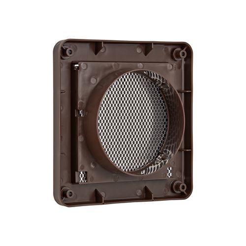 Main product image of 4" Brown Plastic Single Flap Wall Exhaust Vent w/ Bug Screen