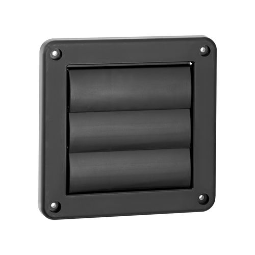 Main product image of 4" Black Plastic Louvered Wall Exhaust Vent