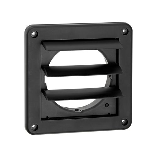 Main product image of 4" Black Plastic Louvered Wall Exhaust Vent