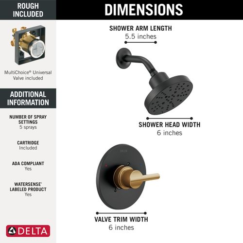 Main product image of Nicoli Monitor 14 Series Shower Only (Matte Black/Champagne Bronze), 142749-GZ