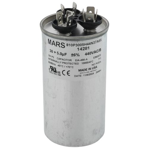 Main product image of 30/5 MFD Round Run Capacitor (440/370V)