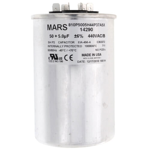 Main product image of 50/5 MFD Round Run Capacitor (440/370V)