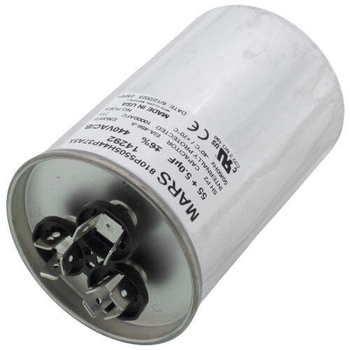 Main product image of 55/5 MFD Round Run Capacitor (440/370V)