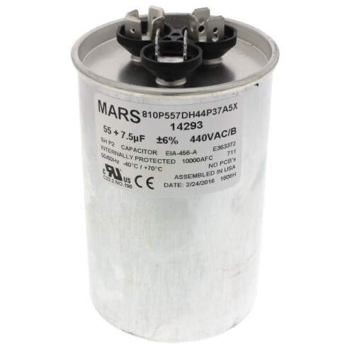 Main product image of 55/7.5 MFD Round Run Capacitor (440/370V)