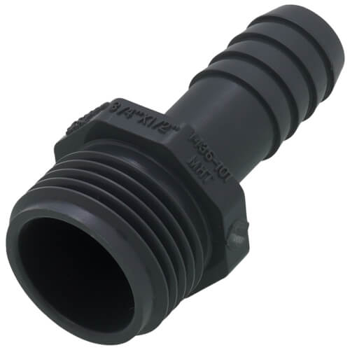 3/4" x 1/2" PVC Barbed Insert Reducing Male Hose Adapter (Male Hose x Insert)