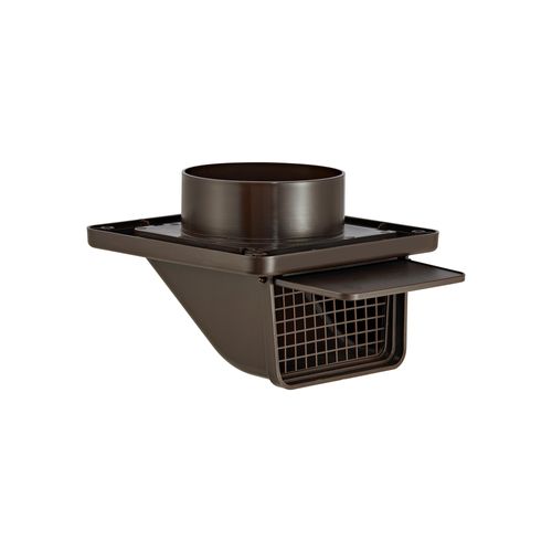 Main product image of 4" Brown Plastic Soffit Exhaust Vent w/ Damper & Screen, 1.4" Collar