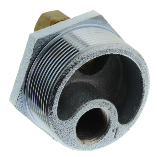 Main product image of 2" NPT x 1/2" x 1/2" 3-Way Tap Duplex Tank Bushing w/ Male Compression Fitting