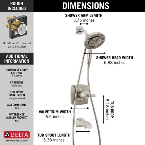 Main product image of Vesna Monitor 14 Series Tub & Shower w/ In2ition 2-in-1 Shower (Spotshield Brushed Nickel), 144789-SP-I