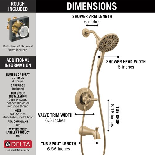 Main product image of Arvo 14 Series Tub & Shower Trim w/ In2ition (Champagne Bronze), 144840-CZ-I
