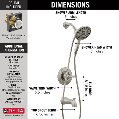 Main product image of Arvo 14 Series Tub & Shower Trim w/ In2ition (Spotshield Brushed Nickel), 144840-SP-I