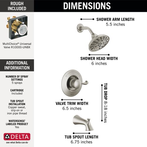 Main product image of Esato 14 Series Tub & Shower Trim w/ Rough (Spotshield Stainless), 144897-SP