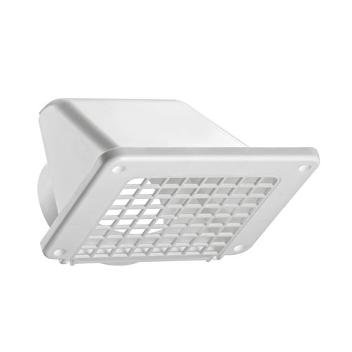 Main product image of 4" White Plastic Recessed Soffit Exhaust Vent w/ Damper & Screen