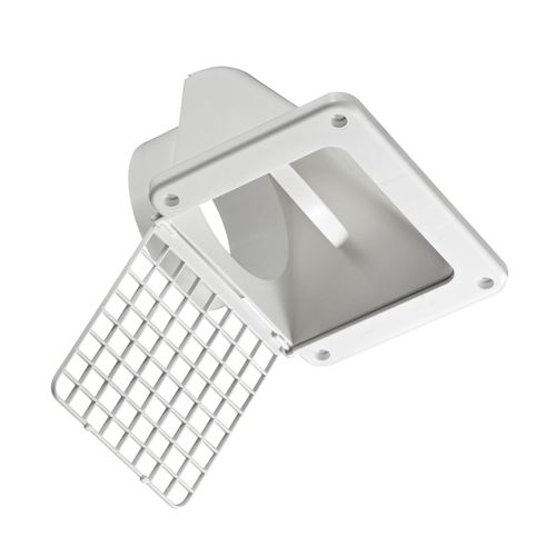 Main product image of 4" White Plastic Recessed Soffit Exhaust Vent w/ Damper & Screen