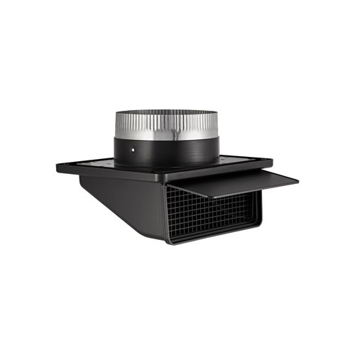 Main product image of 6" Black Plastic Soffit Exhaust Vent w/ Damper & Screen, 3" Pipe