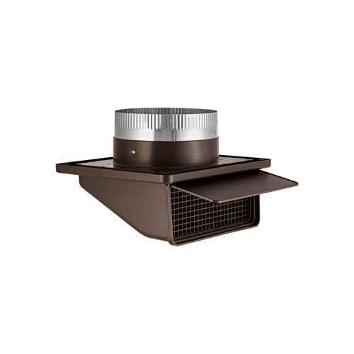 Main product image of 6" Brown Plastic Soffit Exhaust Vent w/ Damper & Screen, 3" Pipe