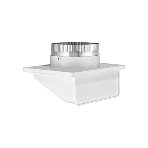 Main product image of 6" White Plastic Soffit Exhaust Vent w/ Damper & Screen, 3" Pipe