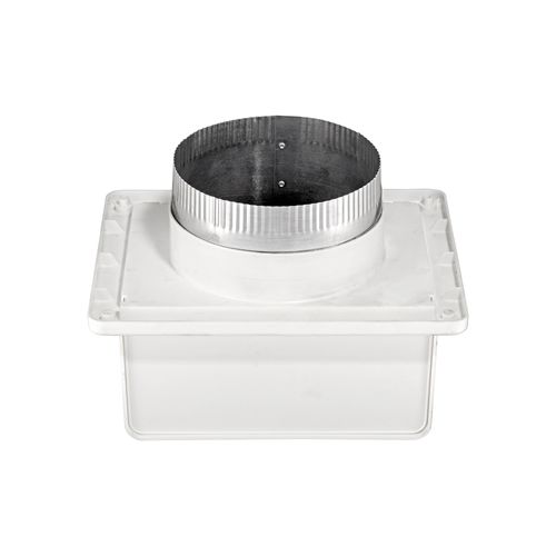 Main product image of 6" White Plastic Soffit Exhaust Vent w/ Damper & Screen, 3" Pipe