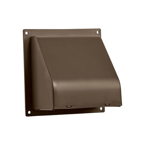 Main product image of 4" Brown Plastic Wall Exhaust Hood Vent w/ Spring Damper & Screen, Flat Flange, Flush Mount
