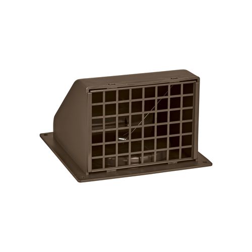 Main product image of 4" Brown Plastic Wall Exhaust Hood Vent w/ Spring Damper & Screen, Flat Flange, Flush Mount