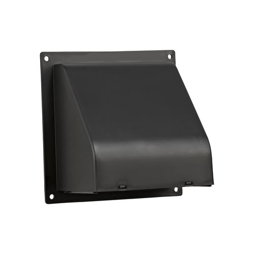 Main product image of 4" Black Plastic Wall Exhaust Hood Vent w/ Spring Damper & Screen, Flat Flange, Flush Mount