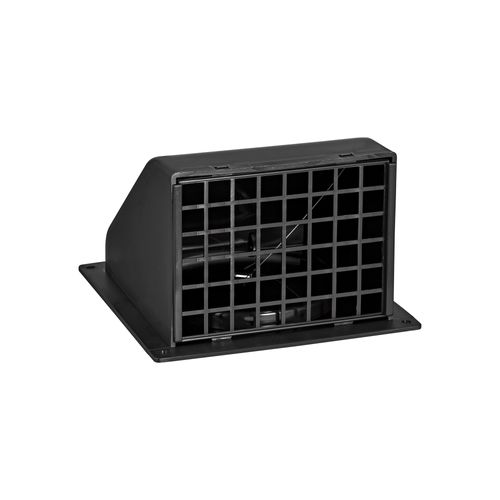 Main product image of 4" Black Plastic Wall Exhaust Hood Vent w/ Spring Damper & Screen, Flat Flange, Flush Mount