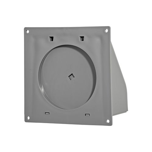 Main product image of 4" Gray Plastic Wall Exhaust Hood Vent w/ Spring Damper & Screen, Flat Flange, Flush Mount