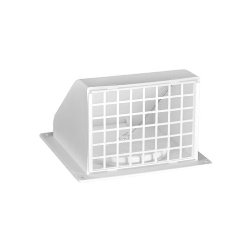 Main product image of 4" White Plastic Wall Exhaust Hood Vent w/ Spring Damper & Screen, Flat Flange, Flush Mount