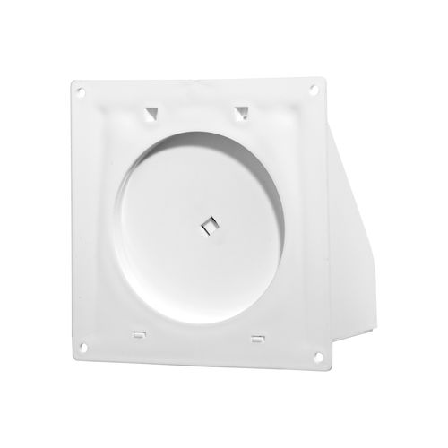 Main product image of 4" White Plastic Wall Exhaust Hood Vent w/ Spring Damper & Screen, Flat Flange, Flush Mount