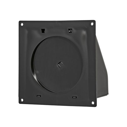 Main product image of 4" Black Plastic Wall Exhaust Hood Vent w/ Spring Damper & Screen, Flat Flange, Flush Mount