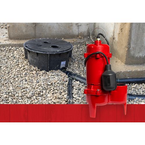 Main product image of RL-WC50TA 115V, 1/2 HP, 5600 GPH Cast Iron Sewage Pump w/ Tethered Switch and 10 ft. Cord (Red)