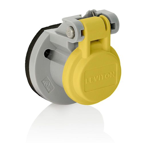 Main product image of Cam-Type Male/Female Panel Mount Receptacle Enclosure w/ Automatic Closing LidSS Spring (Yellow)