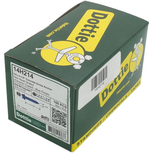 Main product image of 1/4" x 2-1/4" Slotted Hex Washer Head Concrete Screw Anchor (Pack of 100)