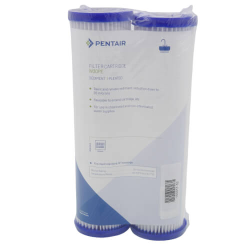 W30PE, Pleated Polyester Fibers Sediment Filter Cartridge, 2-Pack (30 Microns)