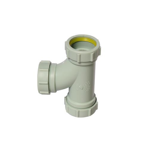 Main product image of 1-1/2" Labline Flame Retardant Polypropylene Acid Waste Cleanout Tee, W2015