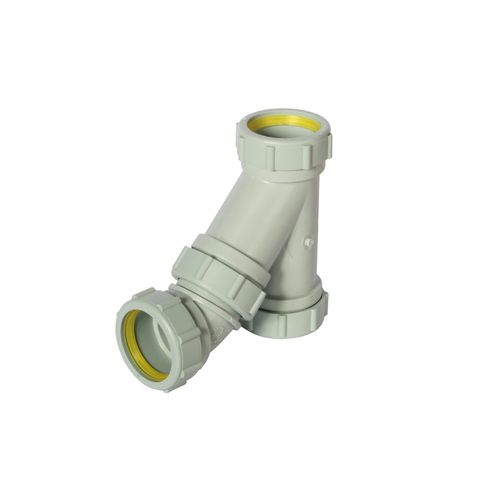 Main product image of 1-1/2" Labline Flame Retardant Polypropylene Acid Waste Combo Wye and 45-Degree Elbow, W3715