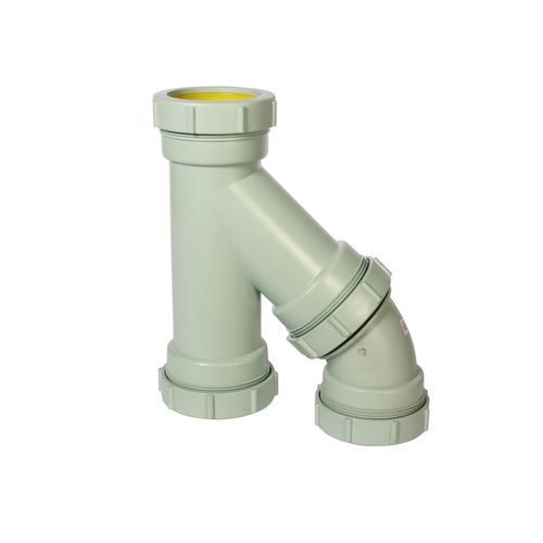 Main product image of 4" Labline Flame Retardant Polypropylene Acid Waste Combo Wye and 45-Degree Elbow, W3745