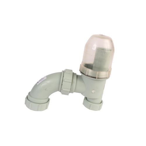 Main product image of 1-1/2" Labline Flame Retardant Polypropylene Acid Waste Universal Trap, Clear Base, S-Type, W5115
