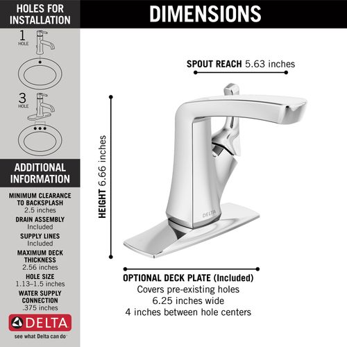 Main product image of Vesna 1 Handle Centerset Bathroom Faucet (Chrome), 15789LF