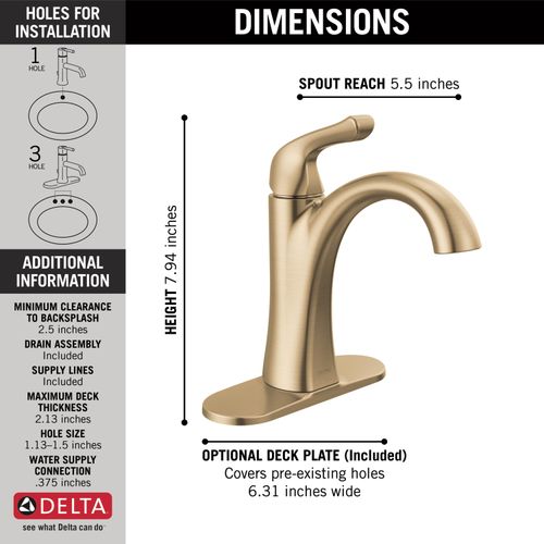 Main product image of Arvo 1 Handle Centerset Bathroom Faucet (Champagne Bronze), 15840LF-CZ
