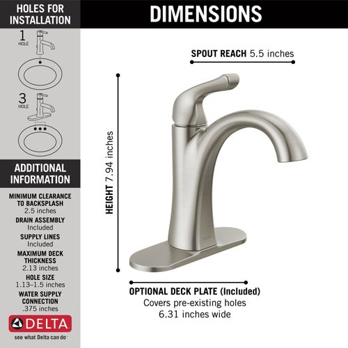 Main product image of Arvo 1 Handle Centerset Bathroom Faucet (Spotshield Brushed Nickel), 15840LF-SP