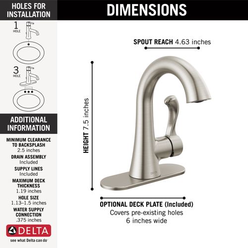 Main product image of Esato 1 Handle Centerset Bathroom Faucet (Spotshield Brushed Nickel), 15897LF-SP