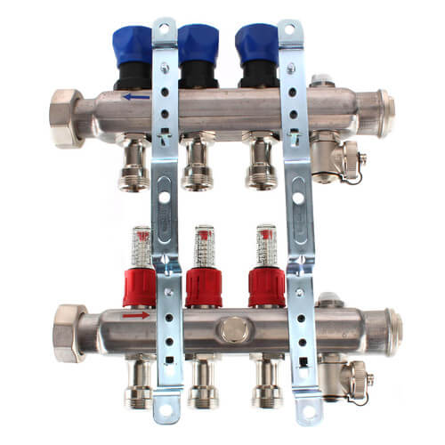 3-Loop ProRadiant Stainless Steel Manifold Shut-Off/Balancing/Flow Meters