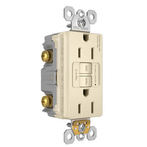 Radiant Spec-Grade Self-Test GFCI Receptacle, 15A - Light Almond (125V)
